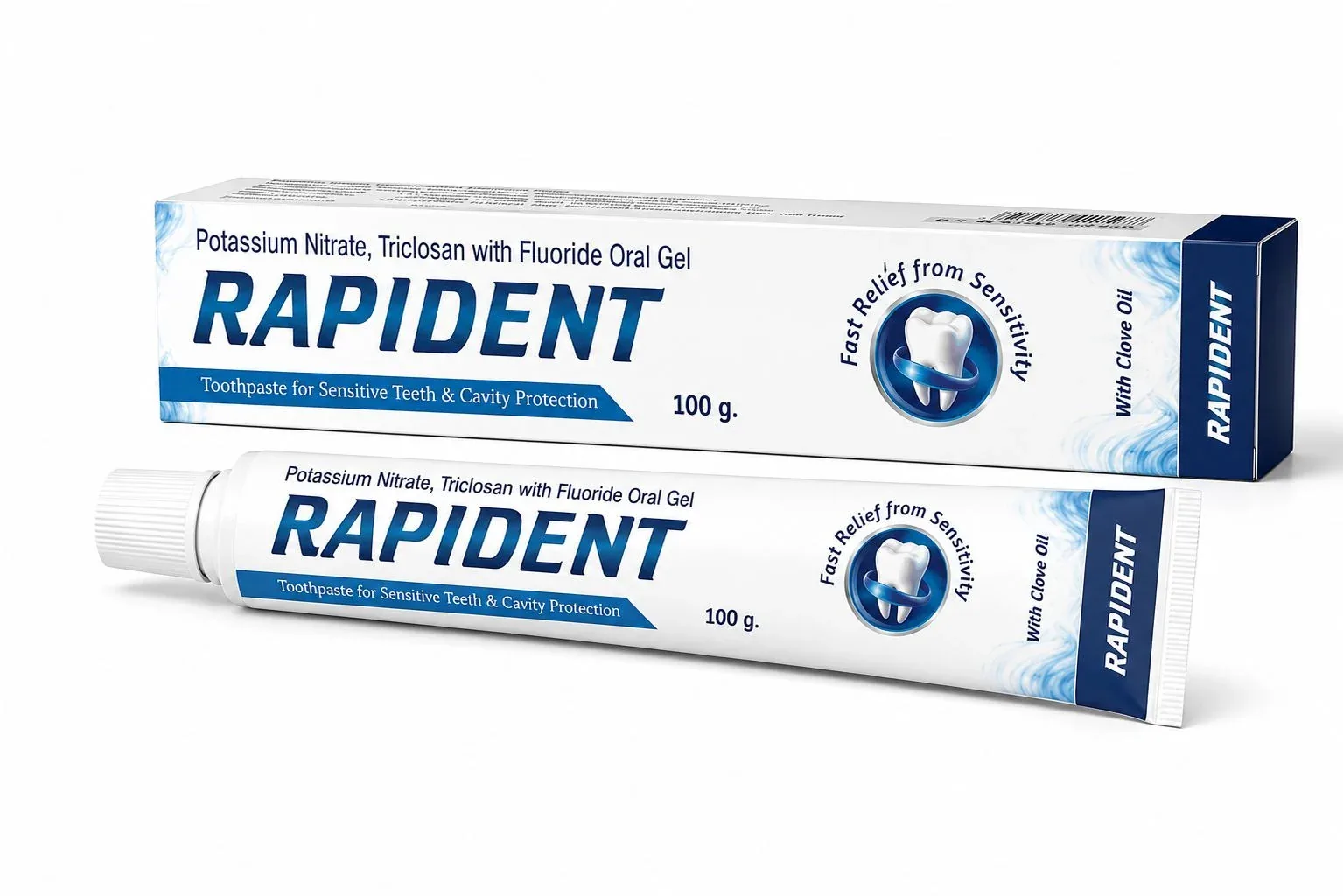 Rapident toothpaste tube and carton