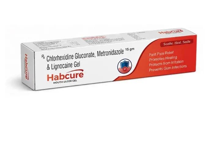 Habcure mouth ulcer gel carton